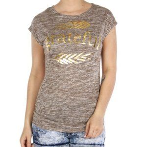 Graphic Tee - Grateful - Taupe/Gold